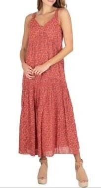 Joie Size Small Maxi Dress Sleeveless V-Neck Tiered Flowy Summer Dress Tea Rose